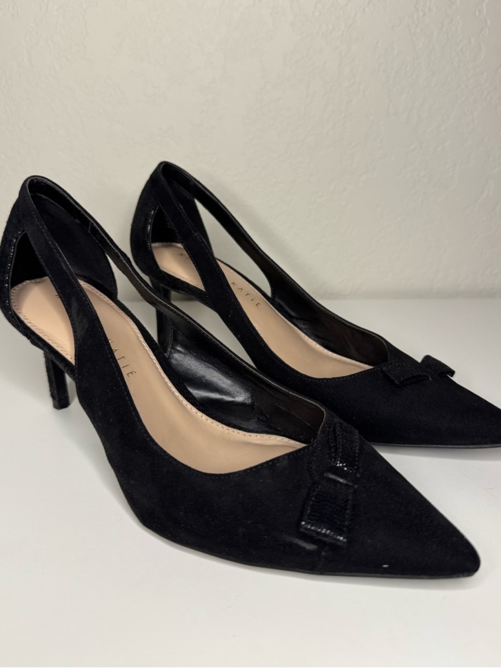 Black Suede Heels with Bow